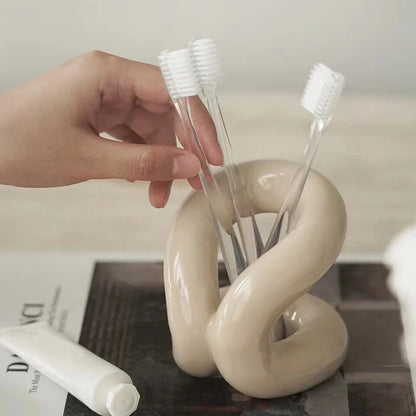 Rope Knot Ceramic Brush Holder