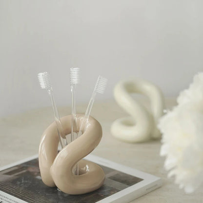 Rope Knot Ceramic Brush Holder