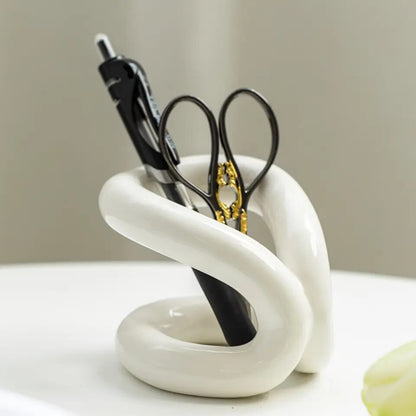 Rope Knot Ceramic Brush Holder