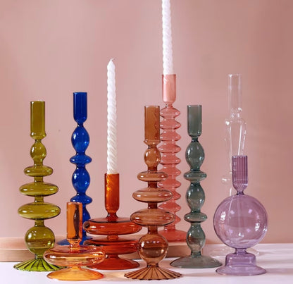 Colorful Glass Taper Candle Holder