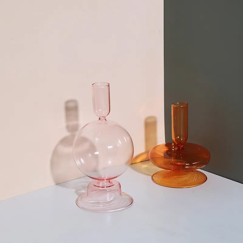 Colorful Glass Taper Candle Holder