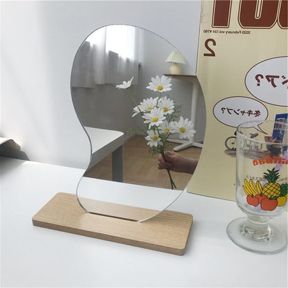 Nordic Style Makeup Mirror with Wooden Base